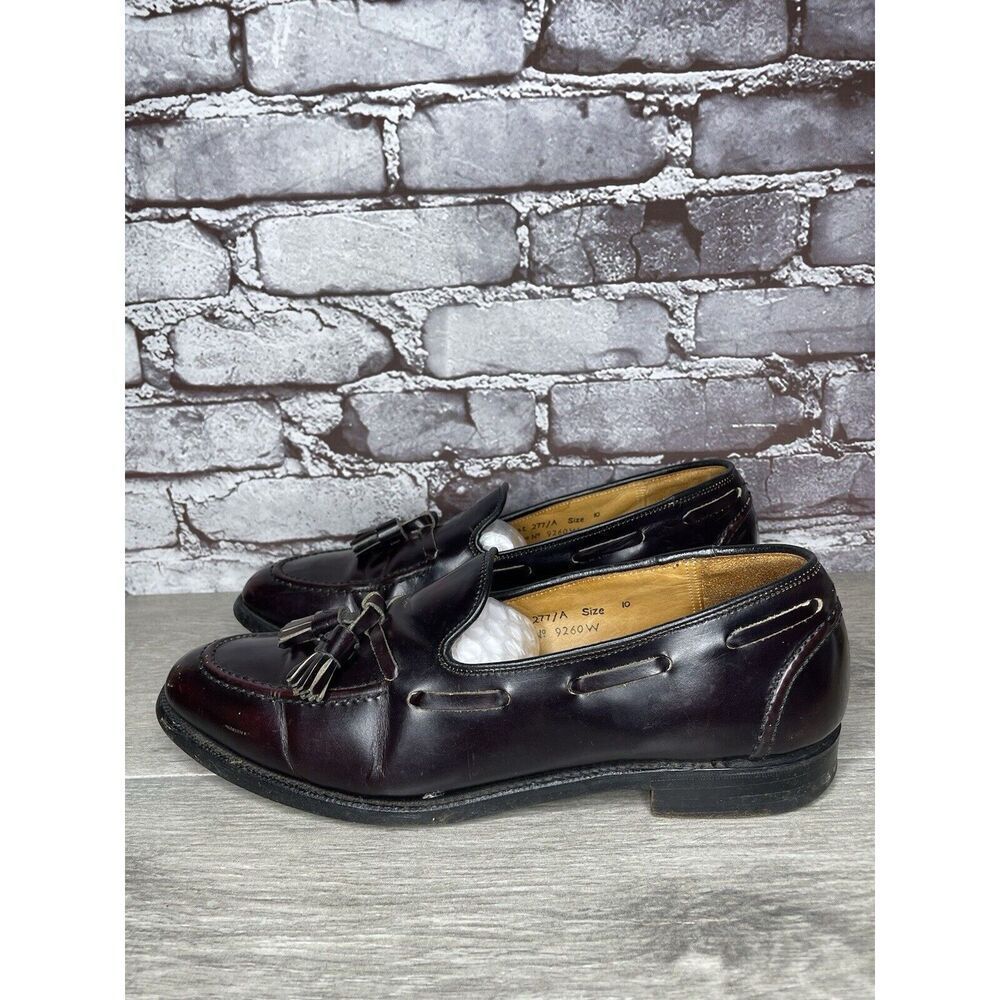 Vtg Royal Tweed Burgundy Leather Tassel Loafers Dress Shoes Men’s Sz 10M US/43EU